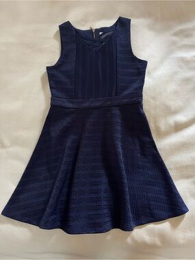 Girls US Angels Navy Sleeveless Fit-and-Flare Party Dress, size 8